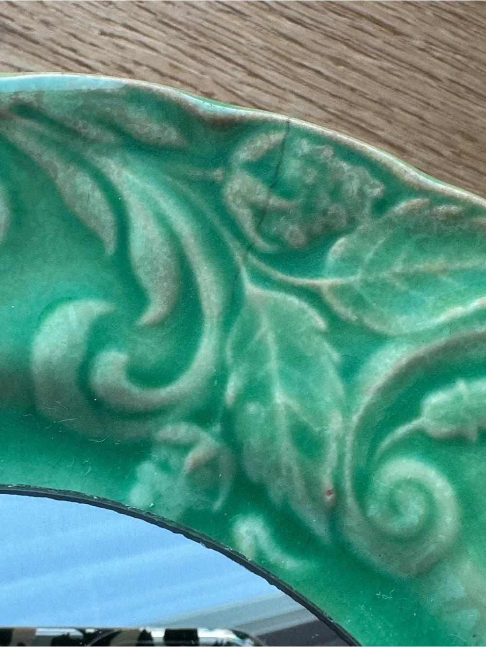 VINTAGE Green Decorative Round Mirror